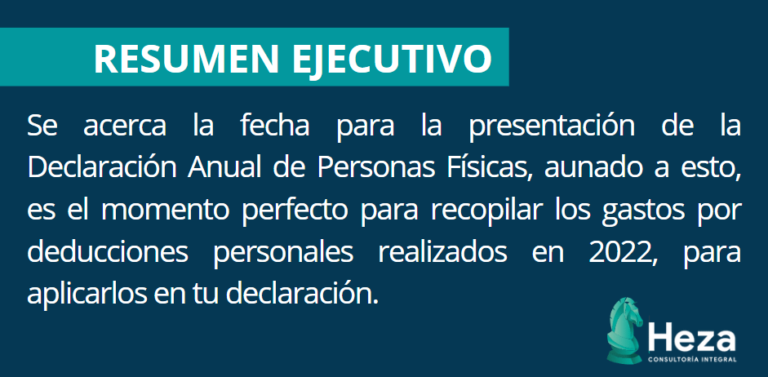 CONOCE TUS DEDUCCIONES PERSONALES Heza Consultoría Integral Guiamos fiscalmente tu empresa